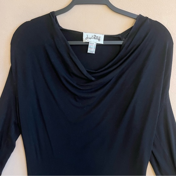 Joseph Ribkoff VTG Black Draped Front Top 3/4 Sleeves size 8 Made in USA - Picture 11 of 13